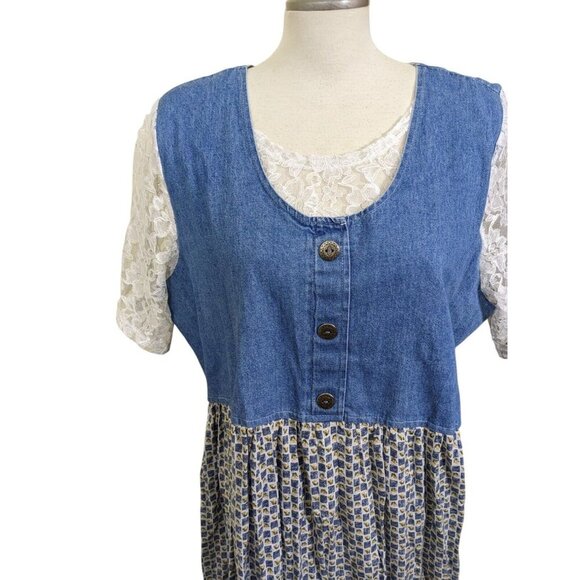 Blue and White Maxi Dress - Picture 3 of 9